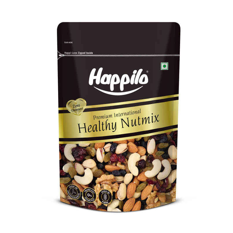Happilo Premium Healthy Nutmix|Almonds, Cashews, Black Raisins, Pistachios, Raisins|Fasting Special Happilo Premium Healthy Nutmix|Almonds, Cashews, Black Raisins, Pistachios, Raisins|Fasting Special