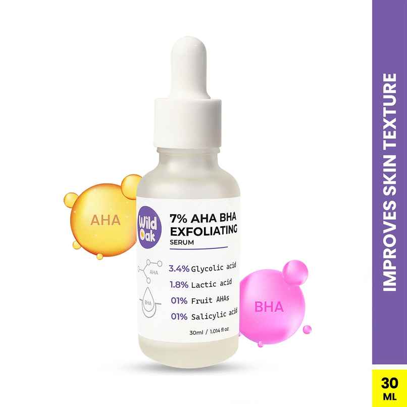 Wild Oak 7% AHA BHA Glycolic Acid Exfoliating Peeling Face Serum | Wrinkles, Pores and Acne Scars