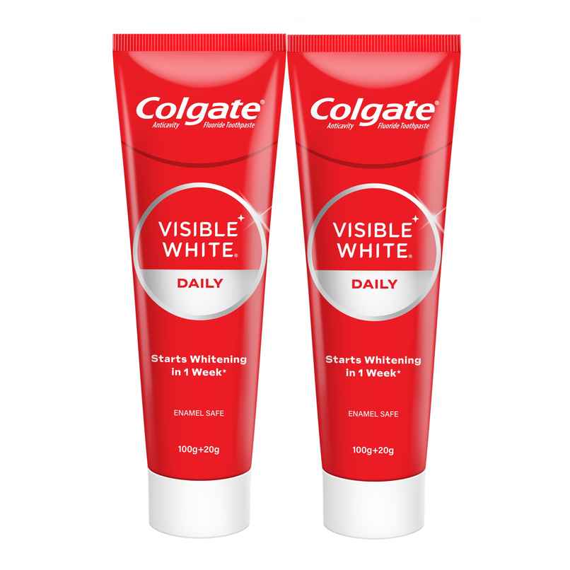 Colgate Visible White Toothpaste, Teeth Whitening Starts In 1 Week, Stain Removal