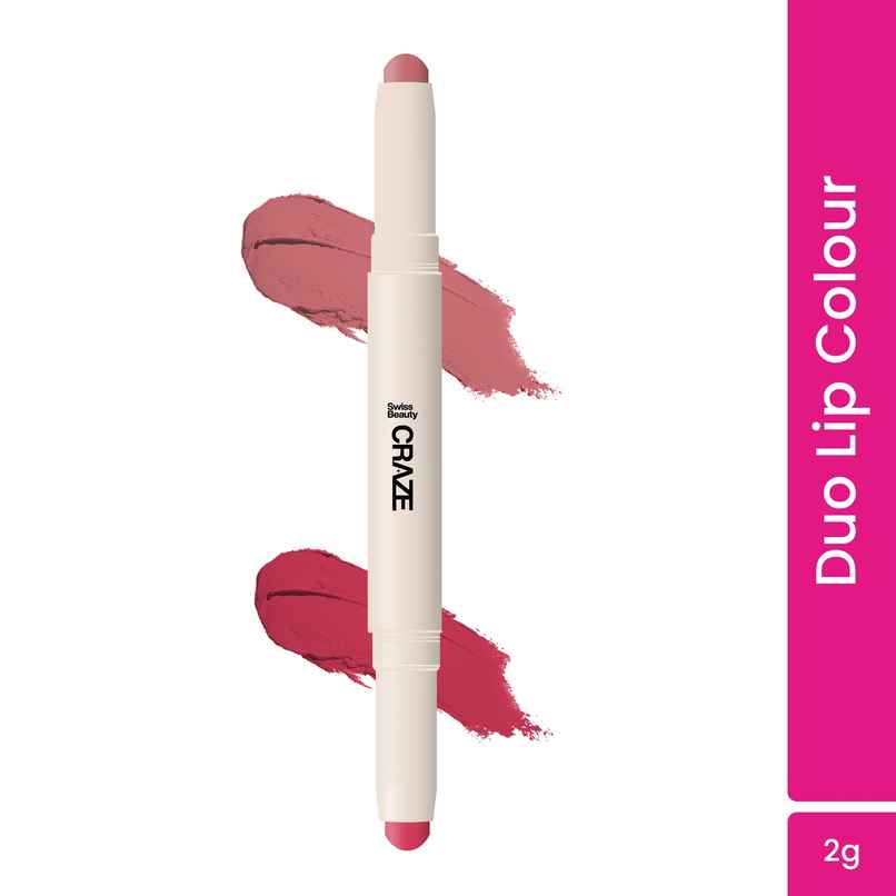 Swiss Beauty Craze Duo 2 in 1 Satin Matte Finish Lipstick Non Transfer Lip Colour | 04 Terrific Pink Swiss Beauty Craze Duo 2 in 1 Satin Matte Finish Lipstick Non Transfer Lip Colour | 04 Terrific Pink