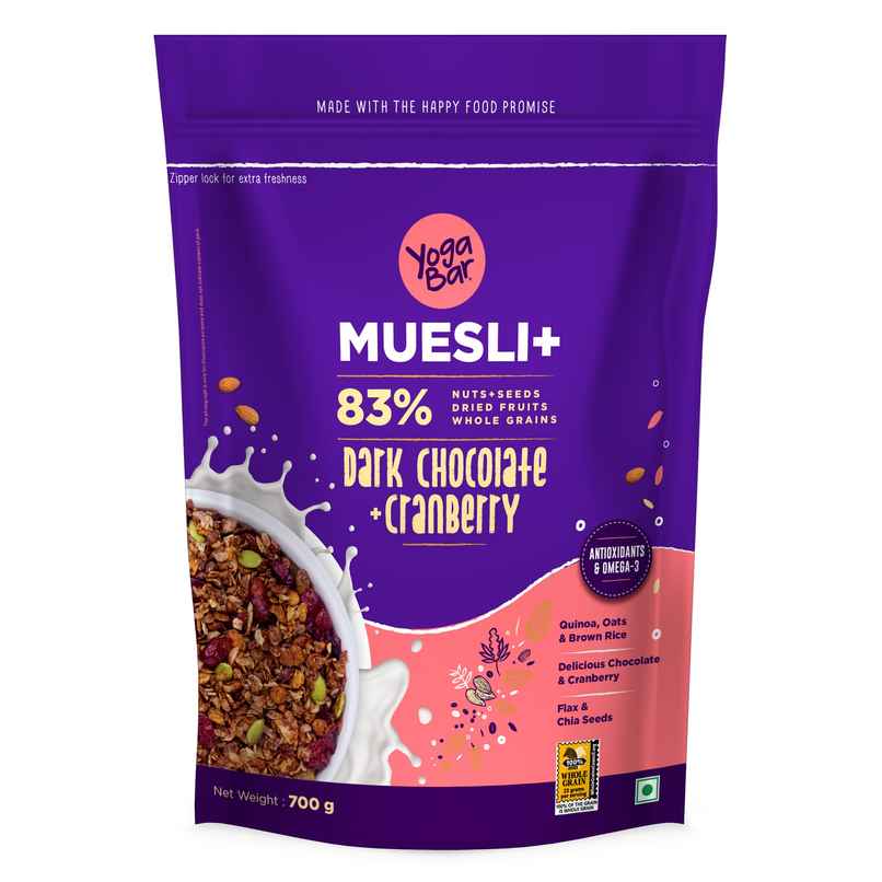 Yoga Bar Wholegrain Breakfast Muesli-Dark Chocolate+Cranberry,Granola,Gluten Free,Antioxidant Rich