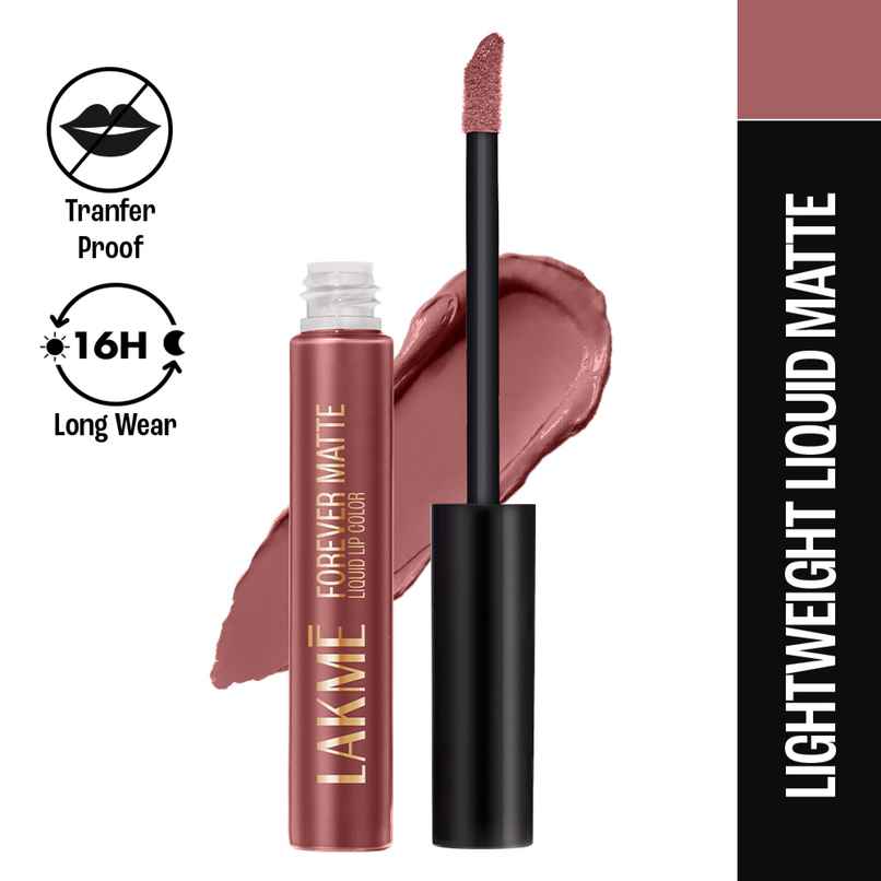 Lakme Forever Matte Liquid Lip, 16hr Lipstick, Lightweight & transferproof | Nude Bloom
