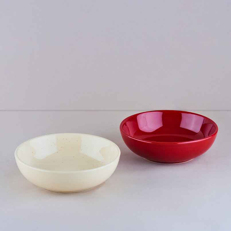 BlackCarrot Red & White Snack Bowl Set | Animal Bone Ash Free Stoneware