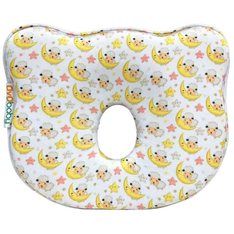Oyo Baby Memory Foam Baby Head Shaping Pillow, Bear Shape, Moon Print