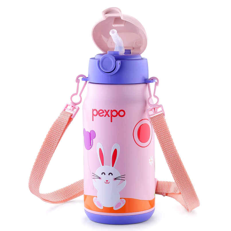 Pexpo Poggo Hot & Cold Stainless Steel Kids Bottle | Thermosteel Flask | Pink | 425 ml