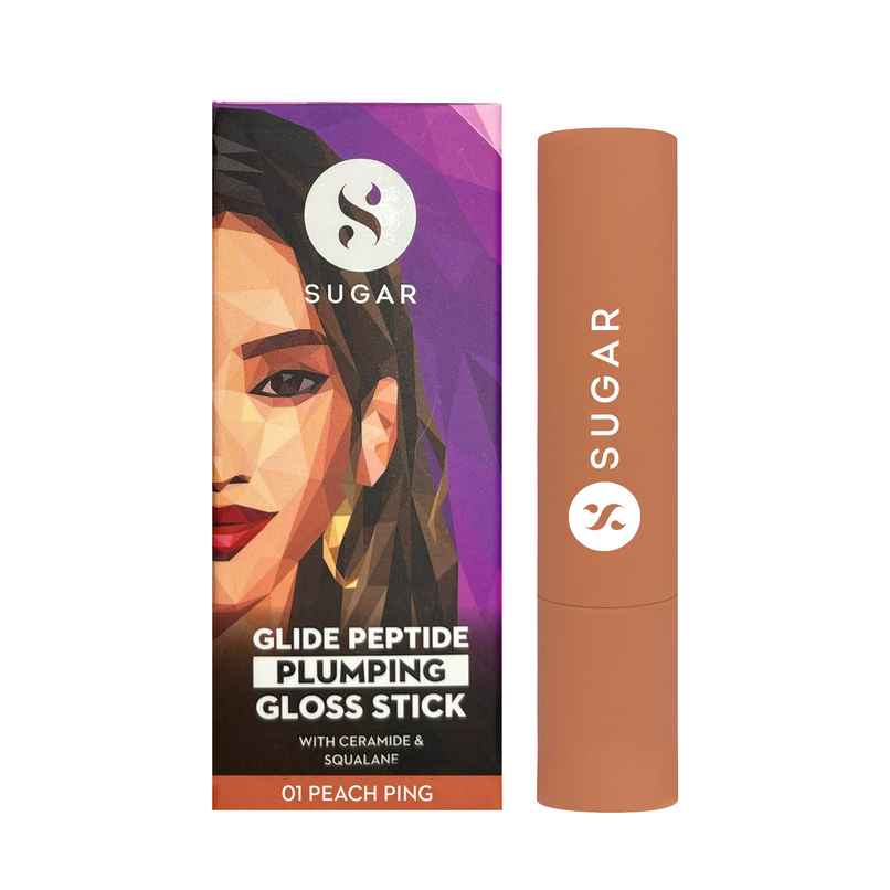 SUGAR Cosmetics Glide Peptide Plumping Gloss Stick|01 Peach Ping SUGAR Cosmetics Glide Peptide Plumping Gloss Stick|01 Peach Ping