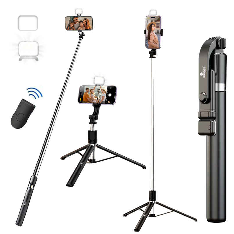 Kratos K9 170cm Bluetooth Selfie Stick Tripod with Light for iPhone & Smartphones