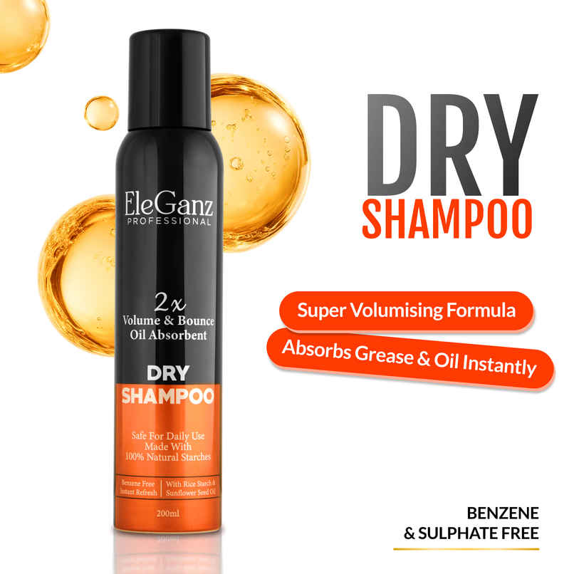 EleGanz Professional Dry Shampoo | Instantly Refresh & Add Volume| Benzene-Free | Leaves No Residue EleGanz Professional Dry Shampoo | Instantly Refresh & Add Volume| Benzene-Free | Leaves No Residue