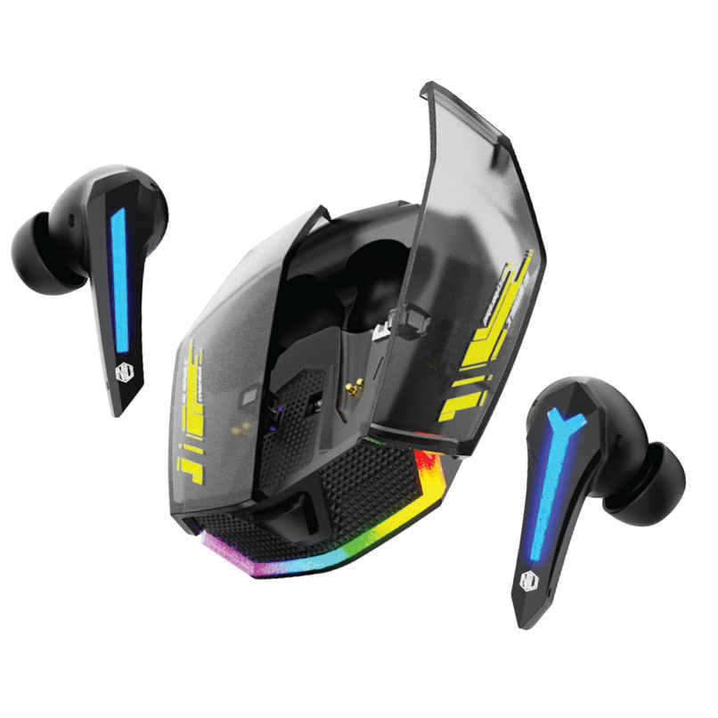 Nu Republic Cyberstud X4 Firefly TWS Earbuds with 72hr Playtime,13mm Driver, XBass, ANC + ENC Quad Mics, Hall Sensor, 40ms Low Latency, Dual Mode, BT V5.3 (Black)