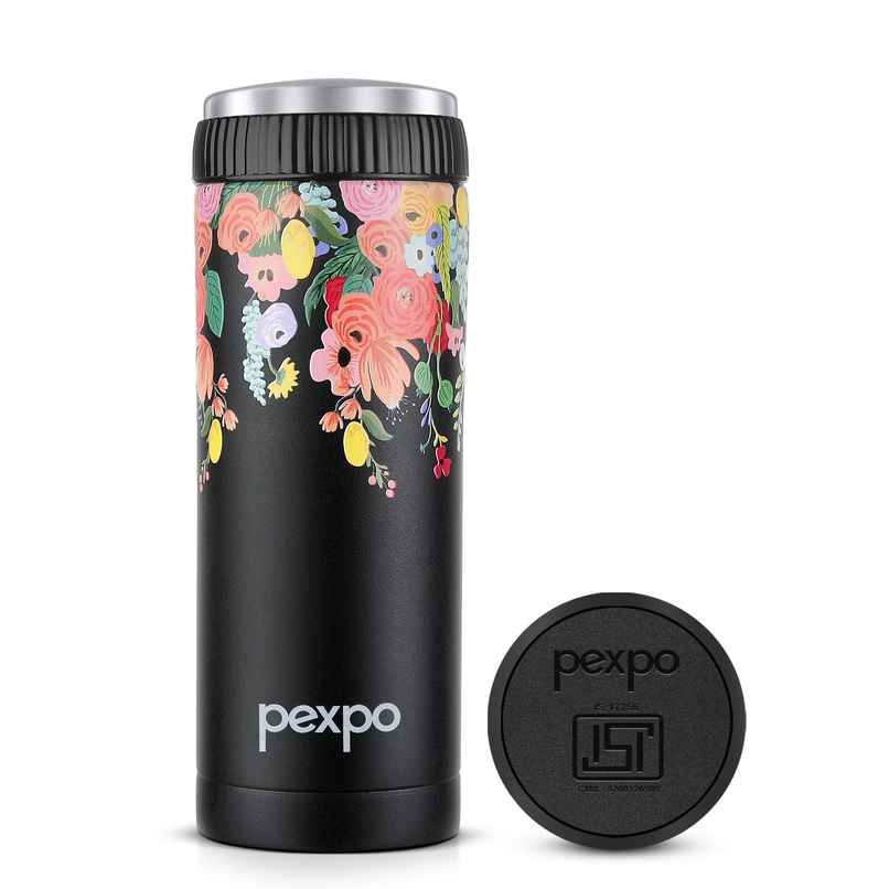 Pexpo Vacuum Insulated UV Printed Bottle, Stainless Steel Hot & Cold Flask | Black