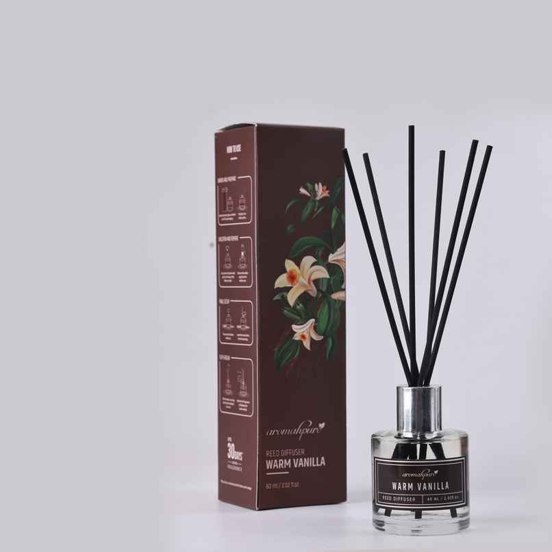 Aromahpure Premium Reed Diffuser with 6 Fiber Reed Sticks | Vanilla