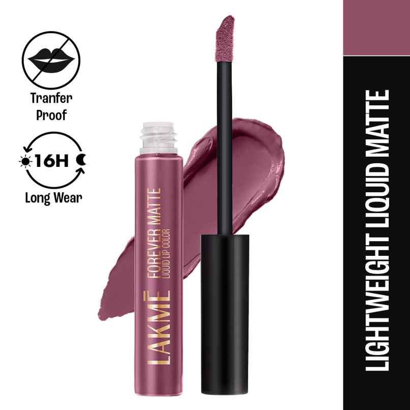Lakme Forever Matte Liquid Lip, 16hr Lipstick, Lightweight & transferproof | Mauve Fling Lakme Forever Matte Liquid Lip, 16hr Lipstick, Lightweight & transferproof | Mauve Fling