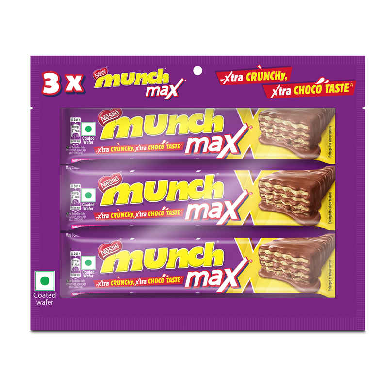 Nestle Munch Max Chocolate Coated Crunchy Wafer Bar Value Pack