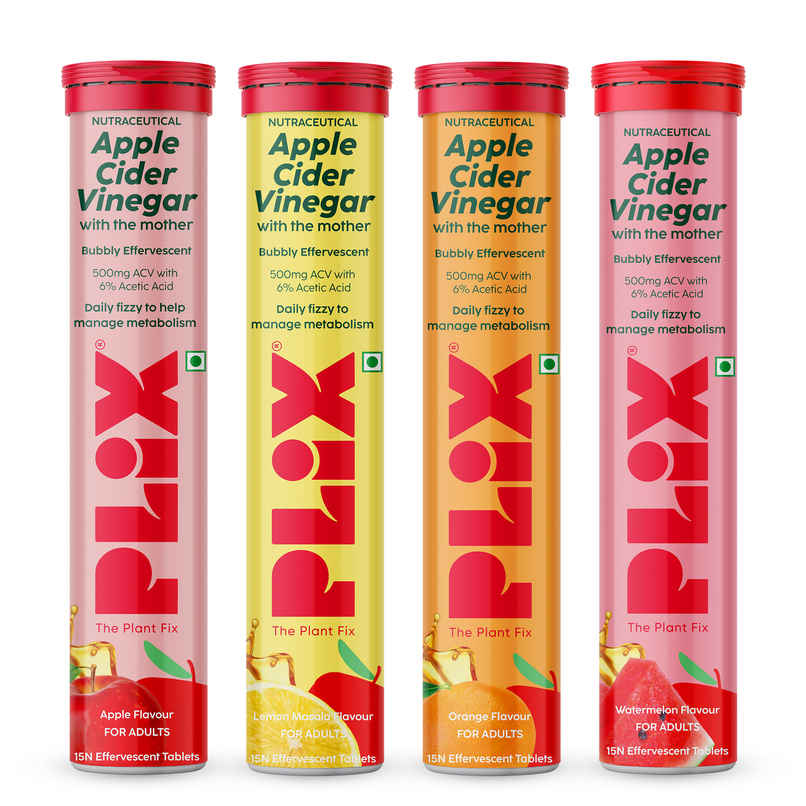 Plix The Plant Fix Apple Cider Vinegar | Multi-flavour (Pack of 4)