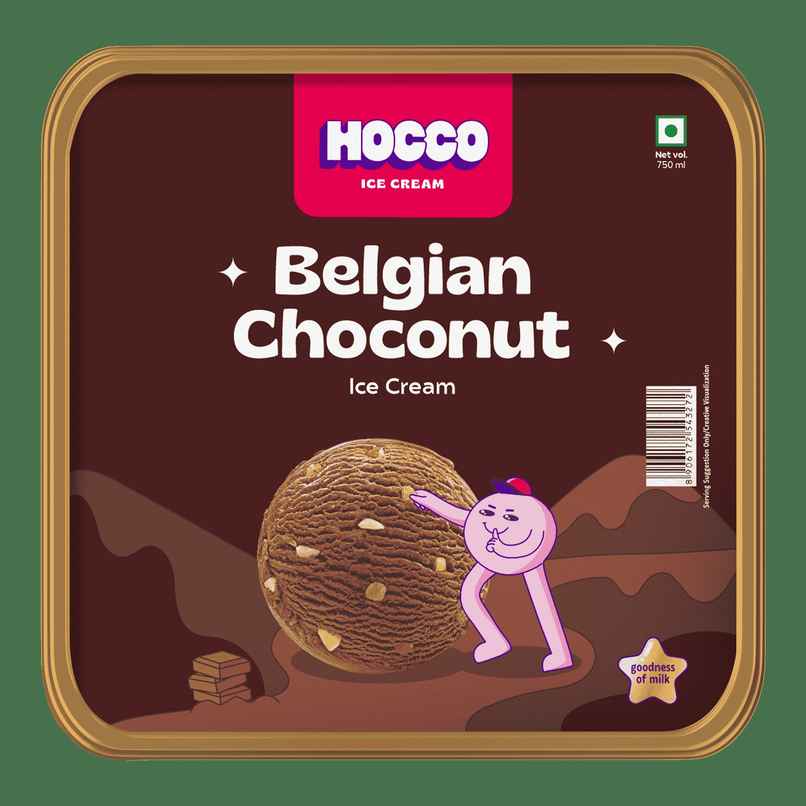Hocco Belgian Choconut Ice Cream Tub | Nutty & Creamy