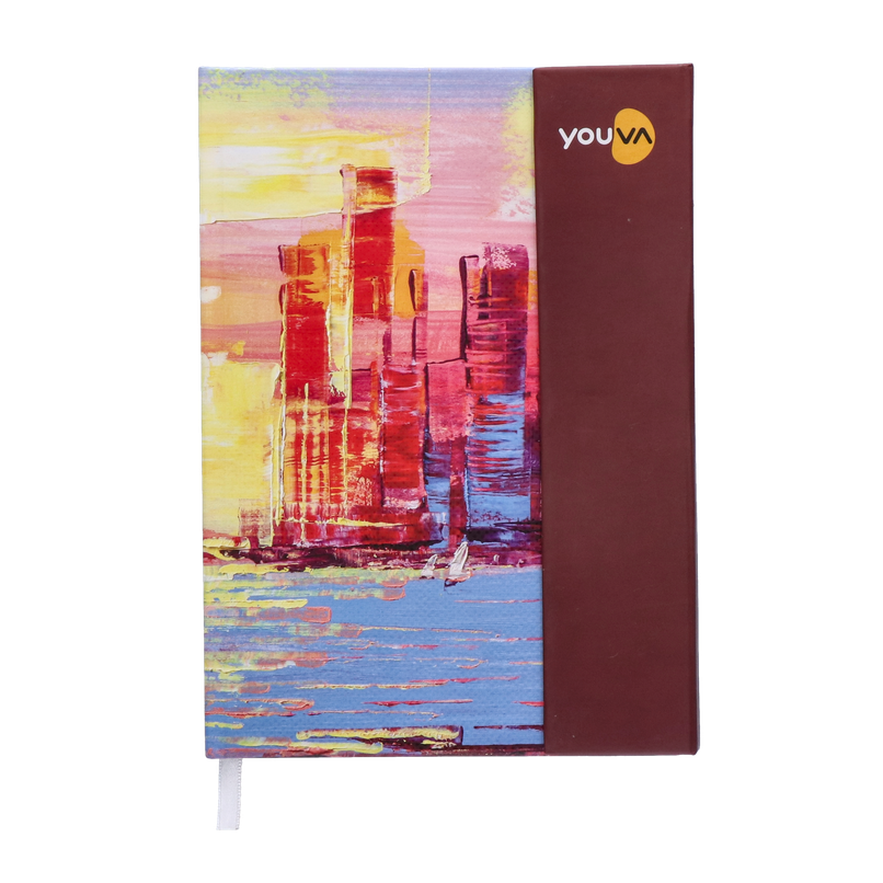 Navneet Youva Magnetic Single Line A5 Size Case Bound 192 Pages Notebook 14.8 x 21 cm - Assorted