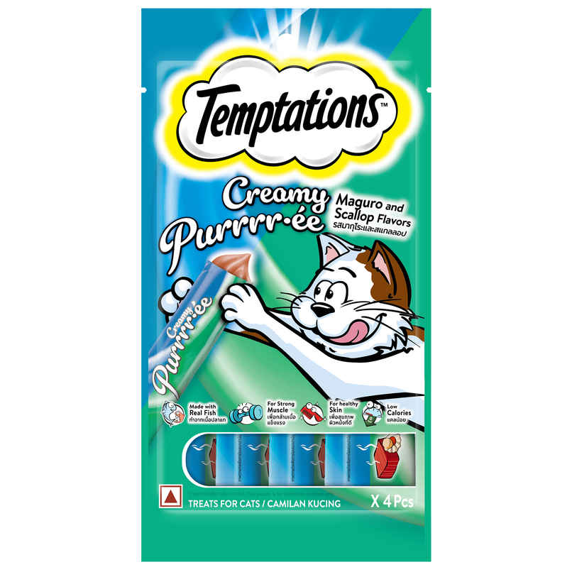 Temptations Adult Maguro & Scallop Creamy Purrrr-ee Cat Treats