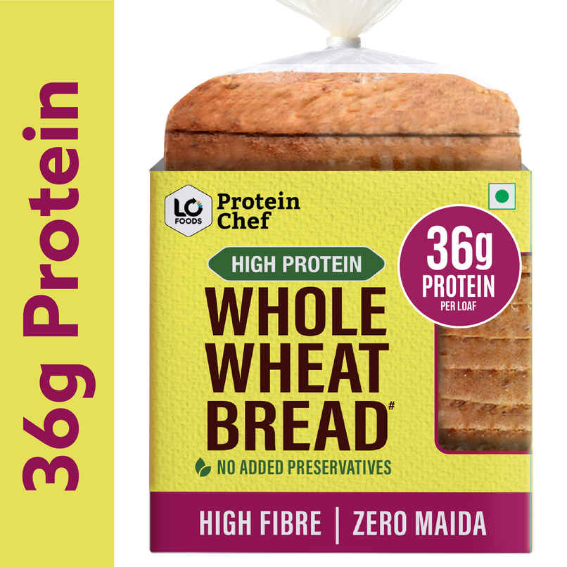 Protein Chef High Fibre 100% Whole Wheat Bread (Zero Maida) - Atta Bread Made MP Sharbati Wheat