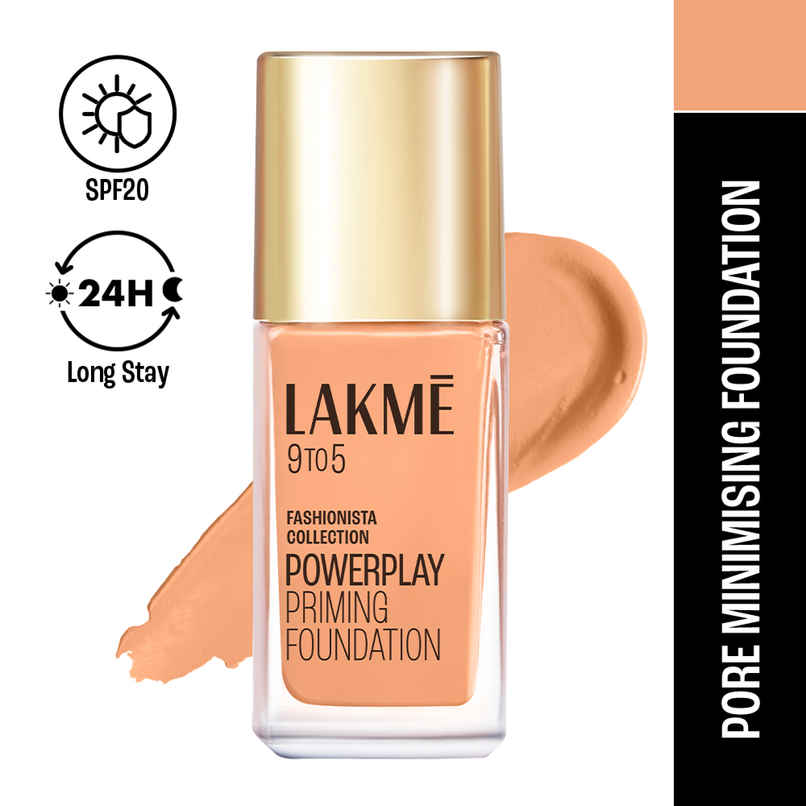 Lakme 9To5 Powerplay Priming Foundation Built In Primer Spf 20 - Warm Sand Lakme 9To5 Powerplay Priming Foundation Built In Primer Spf 20 - Warm Sand