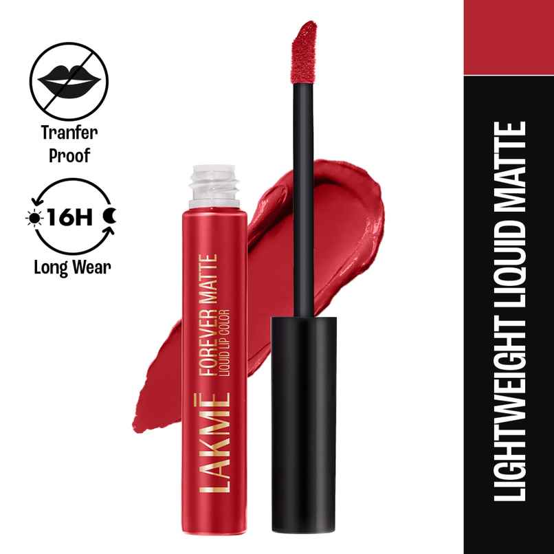 Lakme Forever Matte Liquid Lip, 16hr Lipstick, Lightweight & transferproof | Red Carpet Lakme Forever Matte Liquid Lip, 16hr Lipstick, Lightweight & transferproof | Red Carpet