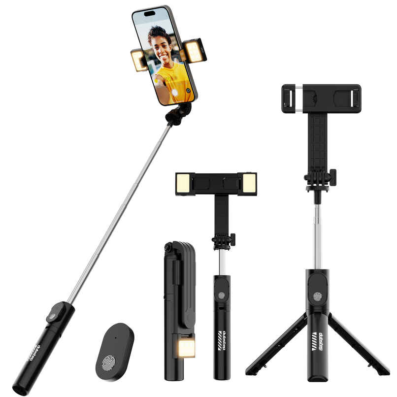 Dubstep Flickstick Lit Smart Selfie Stick (with 360 Degree Rotation, Black)