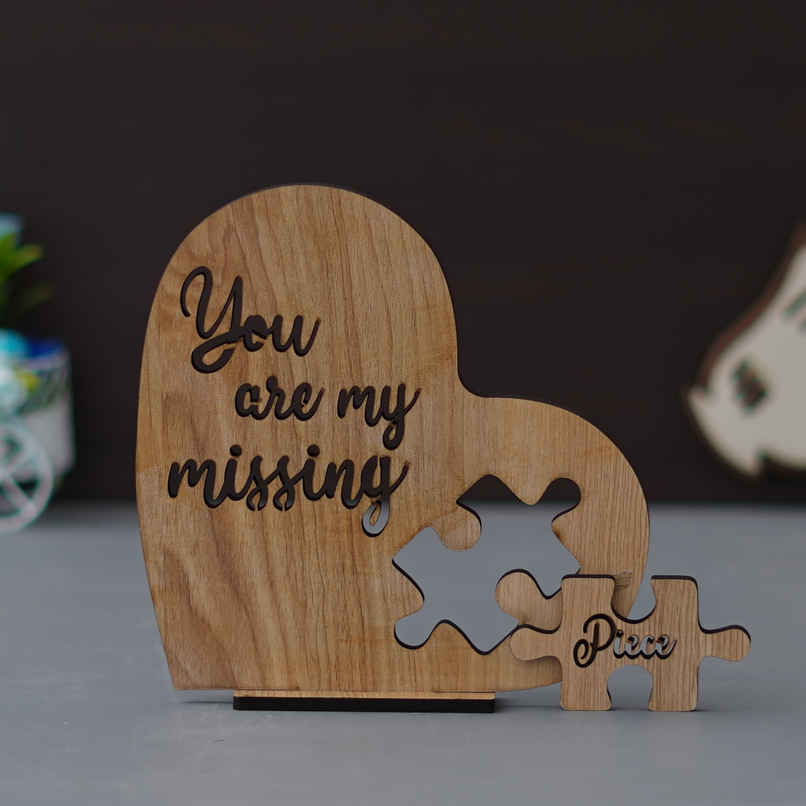 eCraftIndia Brown Wooden Heart Shaped inch You Are My Missing pc inch Valentine's Day Showpiece
