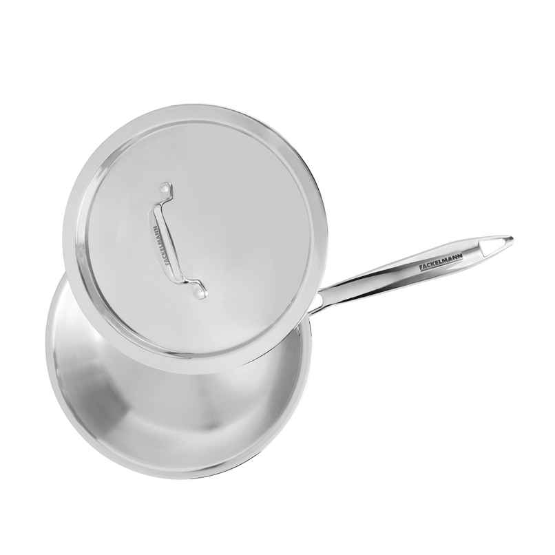 Fackelmann Stainless-Steel Triply Frypan with Lid, 20 cm