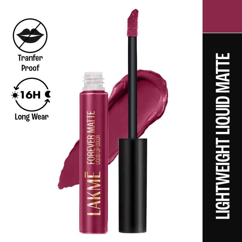 Lakme Forever Matte Liquid Lip, 16hr Lipstick, Lightweight & transferproof | Red Divine Lakme Forever Matte Liquid Lip, 16hr Lipstick, Lightweight & transferproof | Red Divine