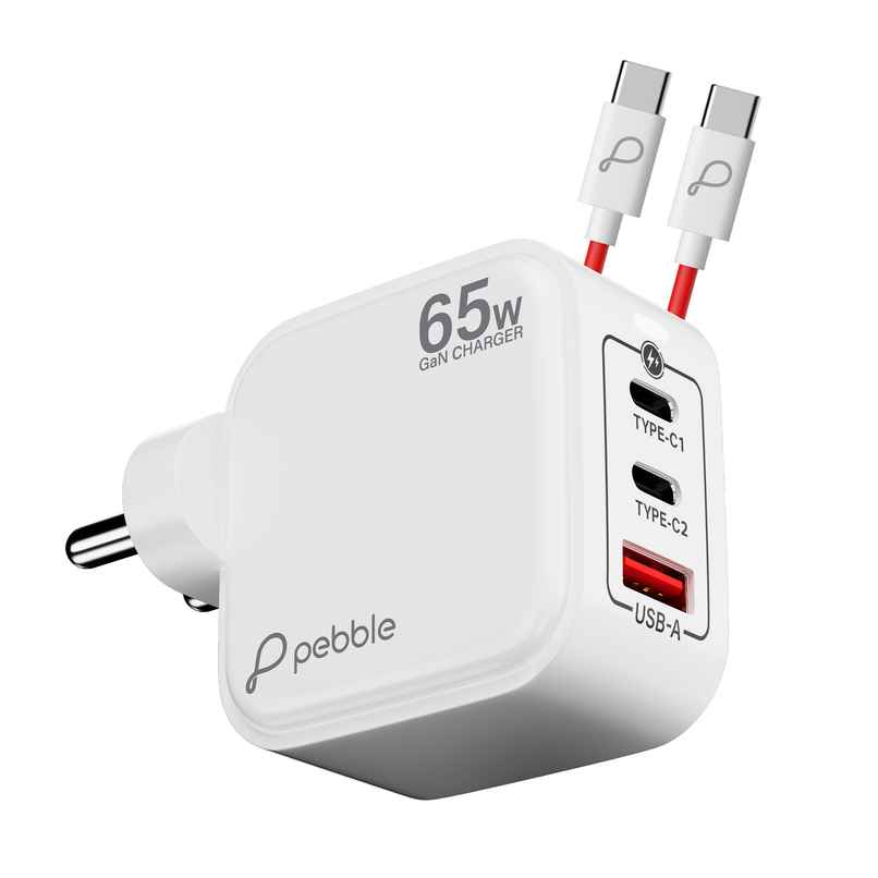 Pebble PWC121 65w 3 Ports 2 Type C | 1 USB Gan Charger