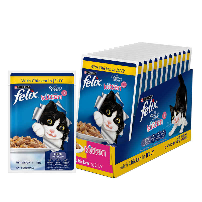 Felix Chicken Jelly Wet Cat Food Kitten | Complete & Balanced