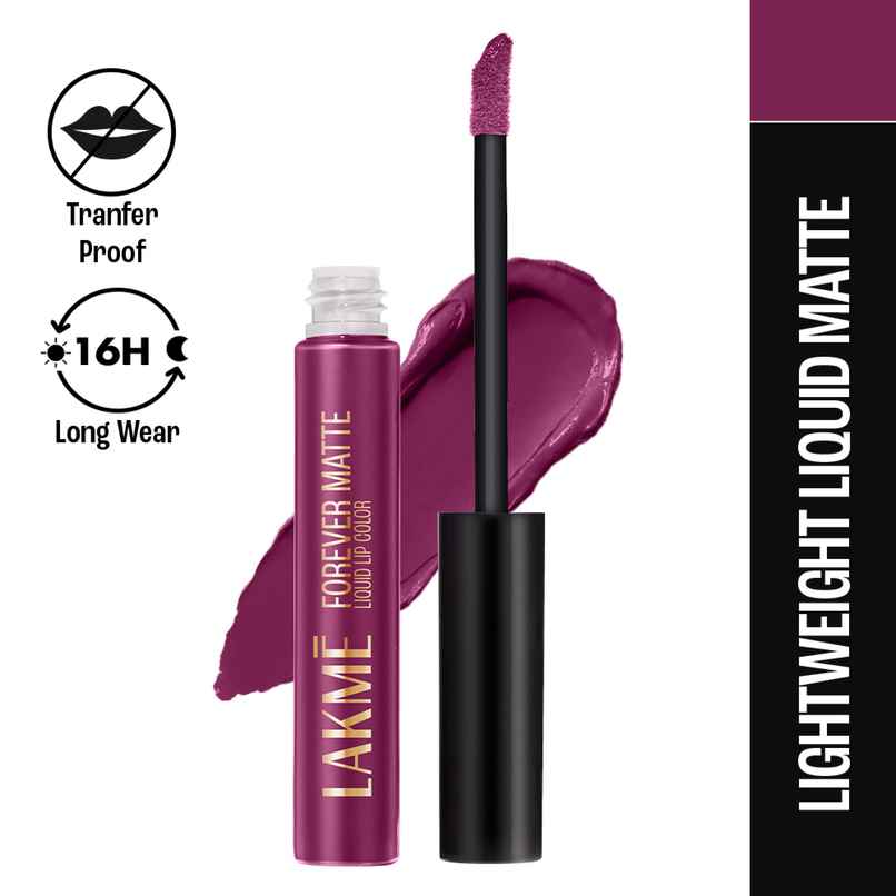 Lakme Forever Matte Liquid Lip, 16hr Lipstick, Lightweight & transferproof | Wine Glow Lakme Forever Matte Liquid Lip, 16hr Lipstick, Lightweight & transferproof | Wine Glow