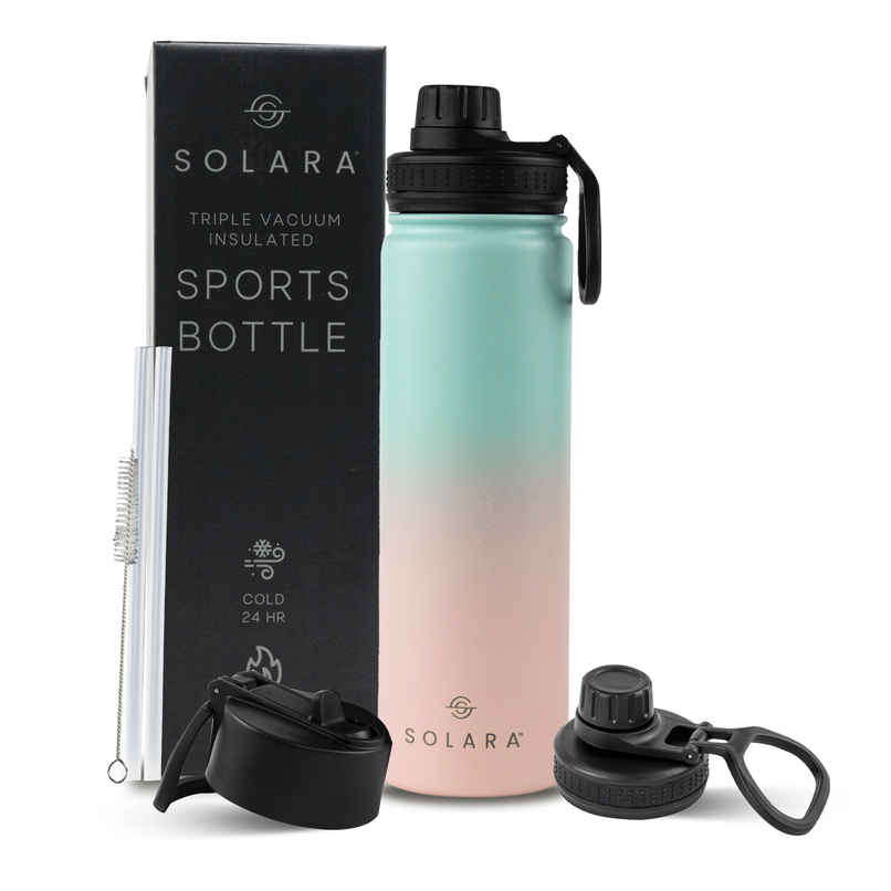 Solara Stainless Steel Insulated Water Bottle for Travel, Office, School, Gym | Blue & Pink | 650 ml Solara Stainless Steel Insulated Water Bottle for Travel, Office, School, Gym | Blue & Pink | 650 ml