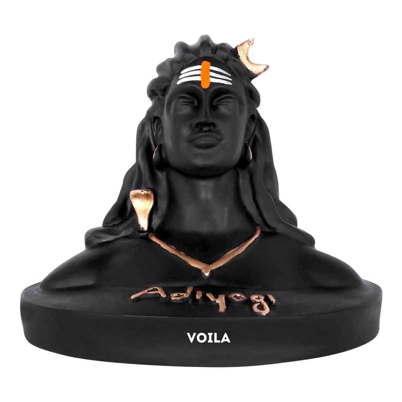 Voila Polyresin Black Adiyogi Shiva Small Statue For Car Dashboard-Home Voila Polyresin Black Adiyogi Shiva Small Statue For Car Dashboard-Home