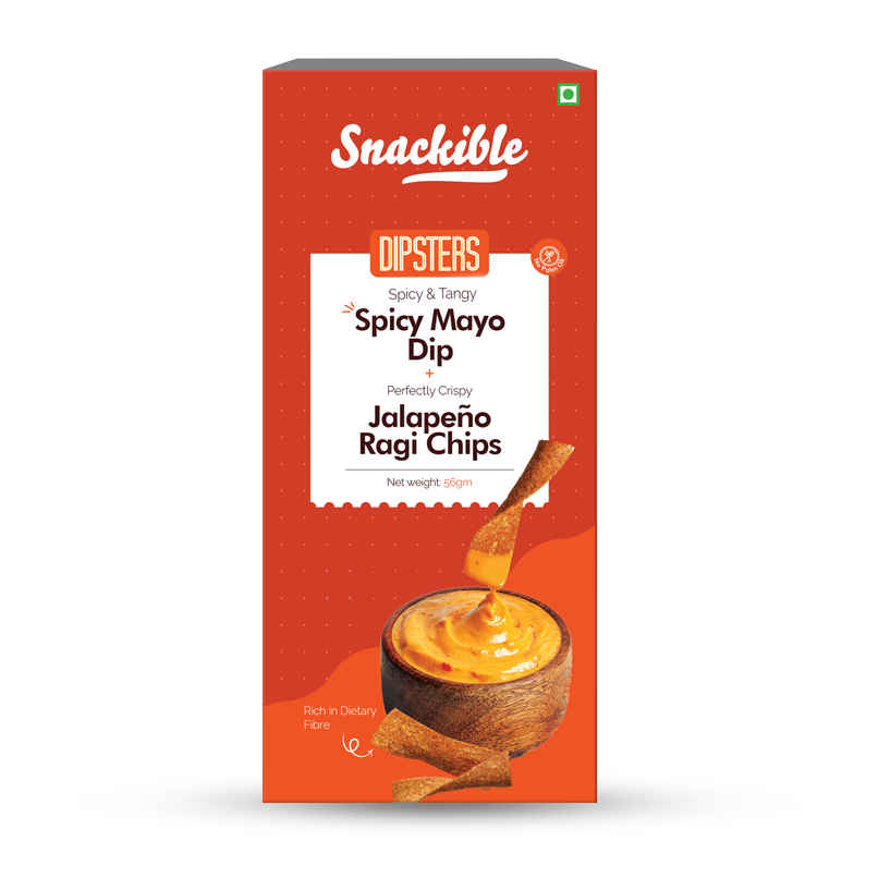Snackible Jalapeno Ragi Chips (with Spicy Mayo Dip) | High Fibre Snackible Jalapeno Ragi Chips (with Spicy Mayo Dip) | High Fibre