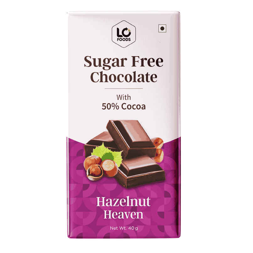 Lo Foods Dark Chocolate Bar Hazelnut Premium Sugar Free Chocolate Rich Healthy Chocolates