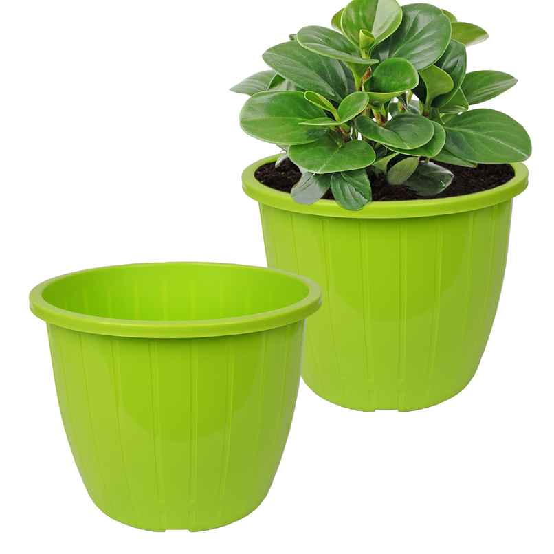 Kuber Industries Plastic Flower Pots | 8 Inch | Indoor & Outdoor | Green Kuber Industries Plastic Flower Pots | 8 Inch | Indoor & Outdoor | Green