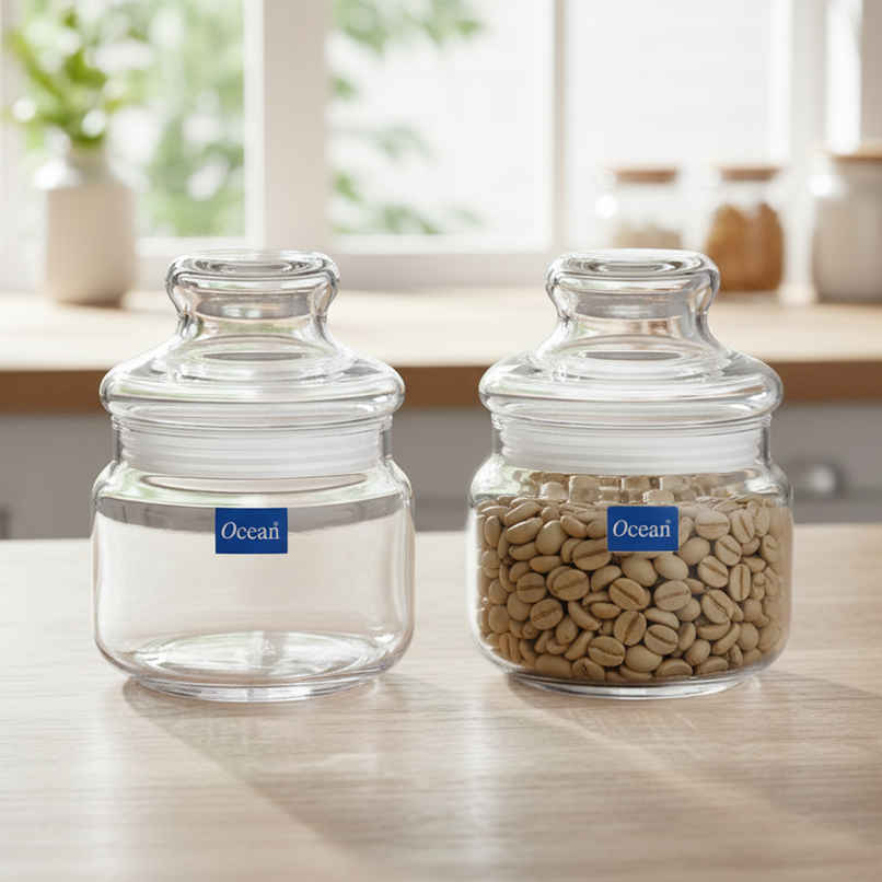 Ocean Pop Glass Jar Set With Glass Lid (325Ml, 2Pcs)