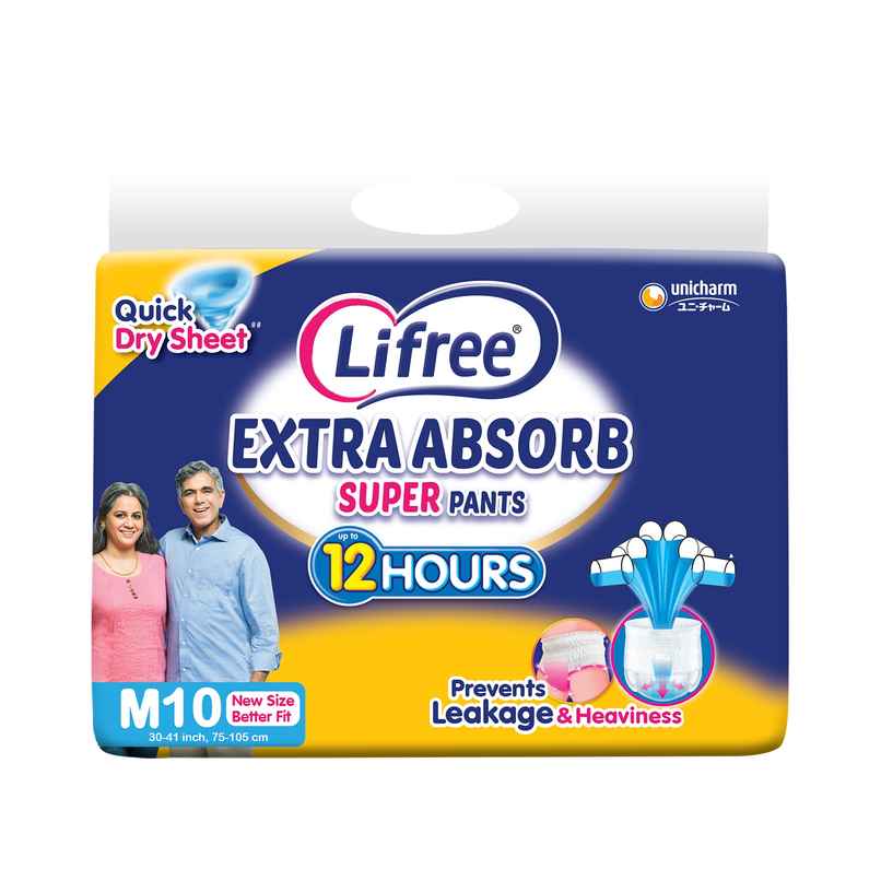 Lifree Super Extra Absorb Adult Diaper Pants Unisex | Waist (30-41 Inches) - M