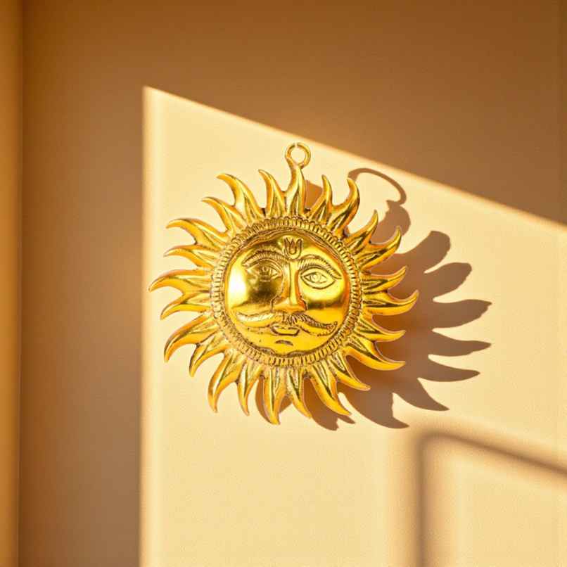 Suryadev Face Wall Hanging in Gold Polish | Devnidhi