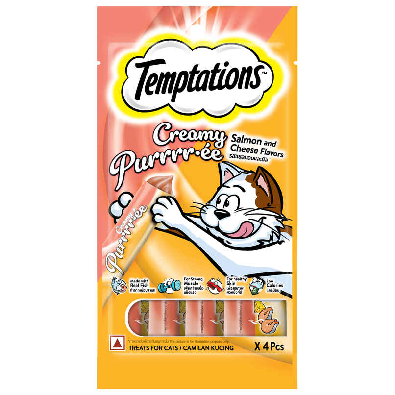 Temptations Adult Salmon & Cheese Creamy Purrrr-ee Cat Treats