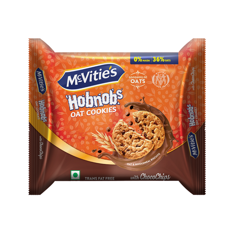 McVitie's Hobnobs Crunchy Chocochip Cookies | 0% Maida - 36% Oats