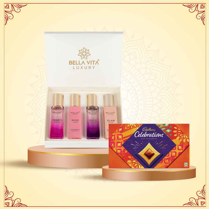 Bella Vita Organic Luxury Perfumes Gift Set For Women (80ml) & Cadbury Celebrations Assorted Chocolate Gift Pack (120200mg) Combo