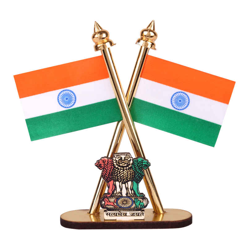 Voila Indian Flag For Car Dashboard | Car Accessories | Gold Plated Voila Indian Flag For Car Dashboard | Car Accessories | Gold Plated