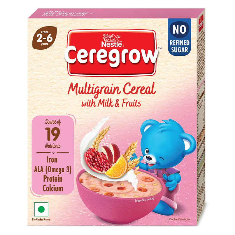Nestle Nutrition Ceregrow With No Refined Sugar, Multigrain Cereal with Milk & Fruits