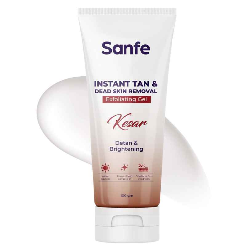 Sanfe Kesar Instant Glow Exfoliating Gel - Visibly Removes Tan, Brighten Skin, AHA Exfoliation