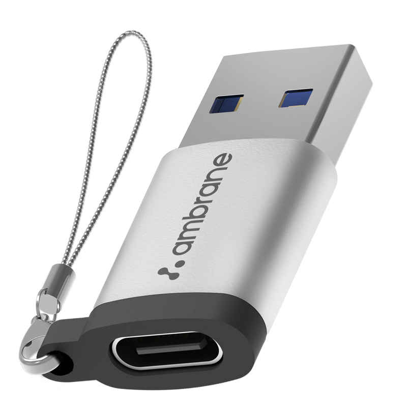 Ambrane AOTG-A1 USB Type C Female to USB Male OTG Adapter with 5 Gbps High-Speed Data Transfer, Compatible with Laptops, Tablets, Smartphone, Chargers and More Devices - Grey Ambrane AOTG-A1 USB Type C Female to USB Male OTG Adapter with 5 Gbps High-Speed Data Transfer, Compatible with Laptops, Tablets, Smartphone, Chargers and More Devices - Grey