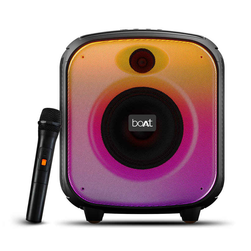 boAt PartyPal 63Pro Bluetooth Speaker with 30W Signature Sound,Customizable RGB LEDs | Midnight Black boAt PartyPal 63Pro Bluetooth Speaker with 30W Signature Sound,Customizable RGB LEDs | Midnight Black