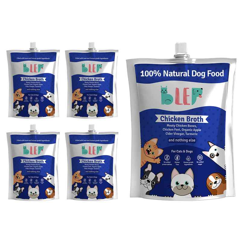 BLEP 100% Natural Chicken Broth for Dogs and Cats | 5 Packs | Zero Preservatives
