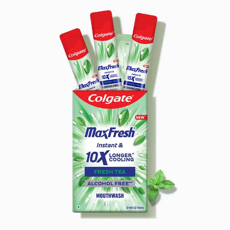 Colgate MaxFresh Mouthwash Sachet Stick, Antibacterial, 0% Alcohol, Travel/Daily Freshness