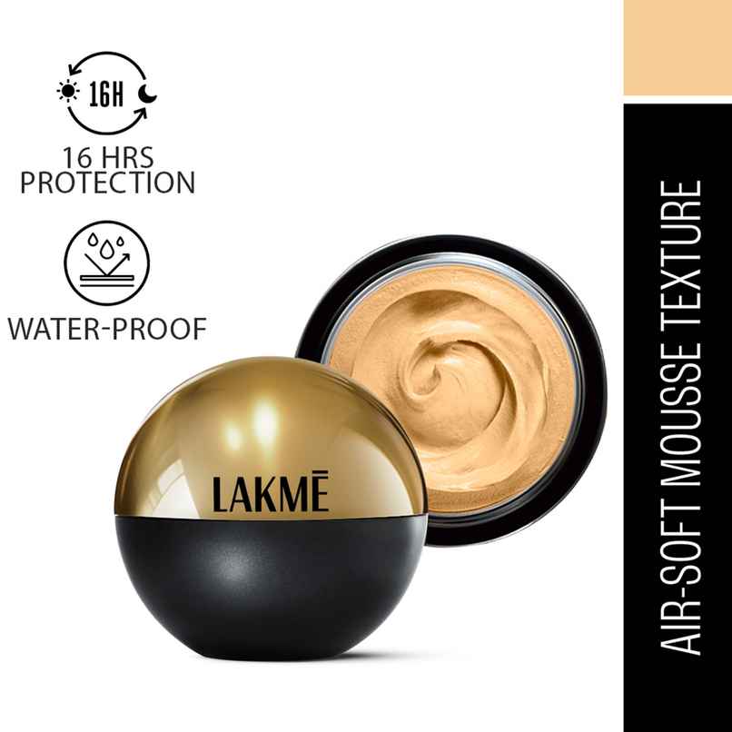 Lakme Xtraordin-airy Mattereal Mousse Foundation, Matte Finish,Has SPF8, 04 Golden Light